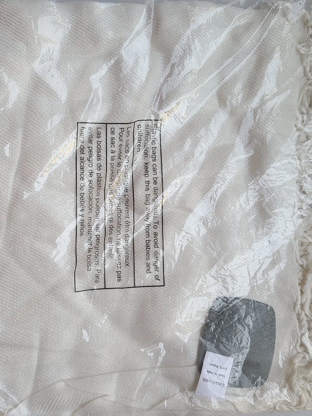 Cost Plus World Market White Scarf or Wrap